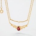 wholesale S925 Sterling Silver Korean Japanese Fashion High-End Teardrop Shaped Garnet Necklace Minimalist Collarbone Chain Wholesale-0-1