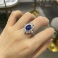 wholesale S925 Sterling Silver Gold-Plated 7x9 Oval 2ct Lab-Grown Sapphire Ring Ready-to-Ship Wholesale-0-3