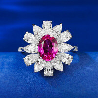 wholesale Metal material first, Mu Jing Jewelry new pink 6*8mm oval zircon ring women ins style cross-border factory direct-R795 Rose Red No. 9