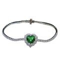 wholesale S925 Silver Zhuo Zhifang Jewelry New 8*8 Green Zircon Heart-shaped Women's Bracelet Style, Fashionable and Minimalist Fresh Style-0-4