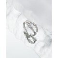 wholesale S925 Sterling Silver JF618 Korean Minimalist Asymmetric Openwork Textured Open Ring for Women-0-1