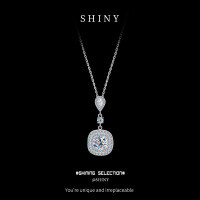 Sterling Silver Summer Pendant Necklace with Micro-Pavé Moissanite-S925 sterling silver + 1-carat white moissanite