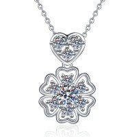 S925 Sterling Silver Moissanite Snowflake Pendant Necklace-5mm high-carbon stone  925 silver