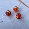 wholesale S925 gold-plated silver with inlaid natural blood amber hamburger bead spacer accessories for DIY bracelets, necklaces, and amber/beechwood jewelry-0-1