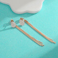 wholesale S925 Sterling Silver New Cross-Border Moissanite Full Diamond Teardrop Tassel Earrings, Fashionable High-End Two-Way Wear Earrings-0-1