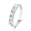 wholesale S925 Sterling Silver Zirconia Seven Princess Ring for Women, Small and Niche Stackable Row Ring,HW。-0-21