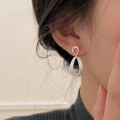 wholesale S925 Sterling Silver Geometric Oval Stud Earrings Women New Korean Minimalist Small Luxury Ins Style Earrings-0-0