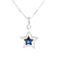 wholesale S925 Sterling Silver Five-Pointed Star Inlaid with Blue Zircon Necklace, Korean Style Exquisite and Elegant Light Luxury Choker for Women-0-4