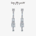 wholesale S925 Silver Foreign Trade New Style 15ct Fat Square Ice Flower Cut 6*6 High Carbon Diamond Earrings High-end Feeling Earrings-0-0