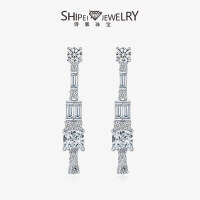 wholesale S925 Silver Foreign Trade New Style 15ct Fat Square Ice Flower Cut 6*6 High Carbon Diamond Earrings High-end Feeling Earrings-Pink [E-2153] Main Stone 6*6