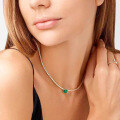 wholesale S925 Sterling Silver Simulated Emerald Necklace for Women, Single Row Full Diamond Choker Collarbone Chain, Luxurious-0-1
