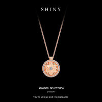 Sterling Silver Rotatable Eight-Treasure Compass Pendant Necklace-S925 Sterling Silver Rose Gold  925 Silver