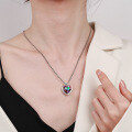 wholesale S925 Sterling Silver Vintage Aurora Rainbow-Colored Zircon Heart Pendant DIY Necklace Accessory-0-3