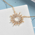 wholesale S925 Gold Plated 14K Minimalist Sparkling Zircon Star Pendant Women's Necklace, Trendy Collarbone Chain-0-1