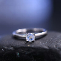 wholesale S925 Silver Simple and Natural Creamy Blue Moonstone Ring, Versatile for Daily Wear, Gemstone Ring That Does Not Fade-Natural Creamy Blue Moonstone Ring  US Size 5