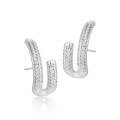 wholesale S925 sterling silver irregular U-shaped full diamond earrings for women, high-end, niche luxury, elegant starry sky silver earrings-0-0