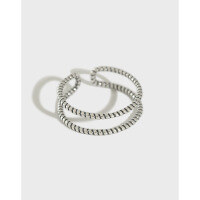 wholesale 925 Sterling Silver AR735 Korean Version Retro Distressed Braided Rope Open Adjustable Ring for Women-Vintage silver Adjustable opening