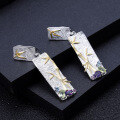 wholesale S925 Sterling Silver Natural Wind Bamboo Gemstone Earrings, Original Design with Natural Diopside, Topaz, and Amethyst-0-2