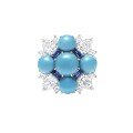 wholesale 925 Silver Gold-Plated Ring with High-Carbon Diamond and Blue Turquoise, Minimalist and Stylish Jewelry, Niche and Versatile Accessory for Women-0-4