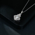 18k Gold-Plated S925 Silver 6*6mm Princess Cut Moissanite Pendant Necklace with Full Diamond Accents-0-1