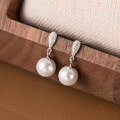 wholesale S925 Sterling Silver Ins Style Diamond-Inlaid Teardrop Synthetic Pearl Earrings, Small and Chic Design Sense Ornament M05101-0-0