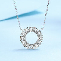 wholesale 925 Sterling Silver Full Pavé Moissanite Necklace for Women, Delicate Floral Halo Collarbone Chain, European and American Minimalist Fashion Gift Ready to Ship-1.2 carats 925 silver