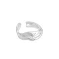 wholesale S925 Sterling Silver 516 Korean Version INS Niche Design Sense Minimalist Versatile Hollow Twist Textured Open Ring for Women-0-5