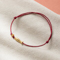 wholesale S925 Silver Fresh Chinese Style Minimalist Design Gold Tone Fish Adjustable Red String Bracelet S7511-0-3