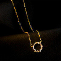 wholesale 925 Sterling Silver Round Necklace for Women, Light Luxury Small Design Floral Circle Collarbone Chain, Ins Minimalist New-Copper platinum