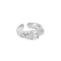 wholesale S925 Sterling Silver Korean Version Ins Minimalist Niche Design Irregular Surface Micro-Inlaid Zircon Textured Openable Ring for Women-0-5