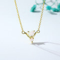 wholesale S925 Silver Korean Style Round Synthetic Opal Necklace Women's White Opal Simple Fashion Jewelry Necklace-0-1