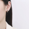wholesale S925 Sterling Silver Women's Earrings New Luxury Style High-End Green Zircon Ear Hoop Elegant Ear Clip Earrings-0-2