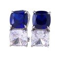 wholesale S925 Sterling Silver New 4-Carat Blue White Zircon Ear Studs Fashion Women's Style-0-4