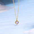 wholesale Metal S925 Silver Plated 14K Gold, Amethyst, White Shell, Japanese Retro Minimalist Pendant Necklace Jewelry Wholesale-0-2