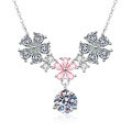 925 Silver Moissanite Pendant Necklace, Floral Drip Design, Cross-border New Wholesale-0-3