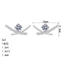 S925 Sterling Silver Moissanite Women's Cross Geometric Earrings-0-3