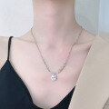 wholesale S925 Sterling Silver Paris Letter Carriage Round Pendant Necklace, Vintage Classic Personalized Collarbone Chain for Women-0-0