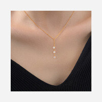 wholesale S925 Sterling Silver Korean Style Minimalist Exquisite Small Ins Round Diamond Cross Pendant Necklace Y01736-S925 Silver Necklace Silver Three Diamonds