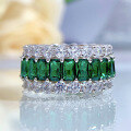 wholesale S925 Silver High-Carbon Diamond Emerald and Full Pave Diamond Stackable Ring for Women, Fashion Style-0-1