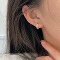 wholesale S925 Sterling Silver Smooth Minimalist Hoop Earrings for Women, Small Niche Luxury Fashion Eco-style Ear Clips Trendy-0-4