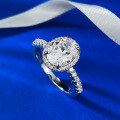wholesale S925 Sterling Silver 7*9 White Diamond Oval High-end Classic Fashion Ring for Women-0-2