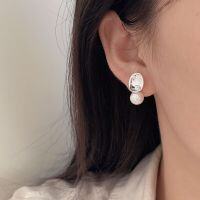 wholesale S925 Sterling Silver Swarovski Genuine Round Pearl Stud Earrings for Women, Spring Summer Light Luxury Versatile High-End Earrings-Gold-Pure Silver+Shijia Pearl