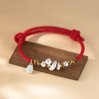 wholesale 999 Silver Nalan Literary Retro Chinese Style Exquisitely Designed Small Snake Red String Bracelet S7570-Pure Silver 999 Bracelet Pure Silver