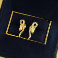 wholesale S925 Silver Gold-Plated, Mu Jing Jewelry Spring and Summer New Style Coiled Snake Wired Drawing Stud Earrings, Fashionable and High-End-0-3