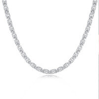 wholesale 925 Silver Moissanite Hip Hop Cuban Chain Necklace, Fully Paved with Diamonds, Popular Unisex Fashion Accessory in Europe and America-Silver with zircon 10mm white gold 45cm