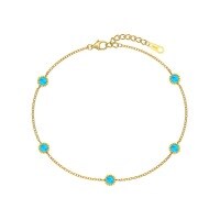 wholesale S925 Sterling Silver Light Luxury INS Style Women's Bracelet with Exquisite Round Australian Gemstone Inlay, Fashionably Luxurious and High-End Hand Accessory-Gold Blue DY150324-SG-BU 925 Silver