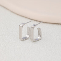 wholesale Metal material, geometric square fashion 925 sterling silver niche minimalist ins style earrings,-Square Stud Earrings 925 Silver