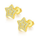 wholesale S925 Sterling Silver Gold-Plated Moissanite Star Stud Earrings, Hot Selling in Live Broadcasts-0-4