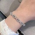wholesale S925 Silver New Zhu Zhifan Jewelry Pig Nose Bracelet Full Diamond Personality Fashion Generous in S Ming Yuan Style-0-2