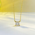 wholesale S925 silver new style 1ct princess-cut high-carbon diamond necklace for women, layered collarbone chain-0-2